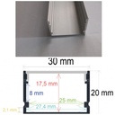 Perfil para tira led 220 voltios 20x30mm  2 metros tira