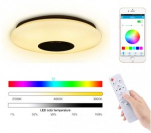 Plafón led circular con mando a distancia cambio de color 36 w  bluetooth y dimable.