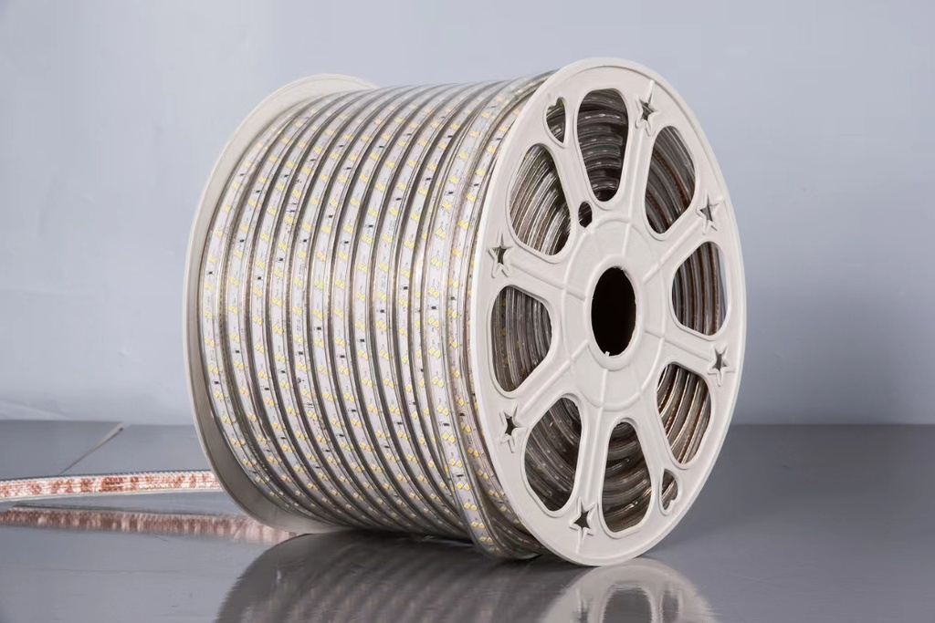 Rollo 25 metros tira led 28x35mm ip65 220V 120 led/m 6000k 9w/m 9mm ancho