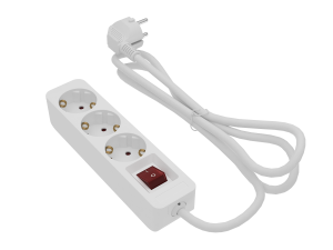 Bases 3 Tomas c/i 1.5m de cable 3 x1.5mm Blanca (código antiguo GM10165)