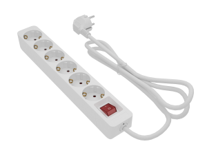 Bases 6 Tomas c/i 3m de cable 3 x1.5mm Blanca (código antiguo GM10194)