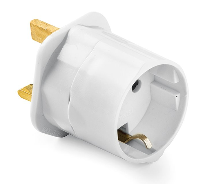 Adaptador  ENT: UK/SAL:EU 2P+T 13A 250V IP20 Blanco