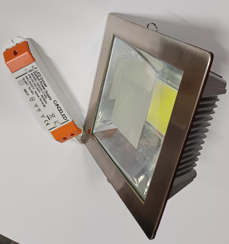 Downlight led cuadrado empotrado 20w  Inoxidable190x190 240v Candeled 6400k