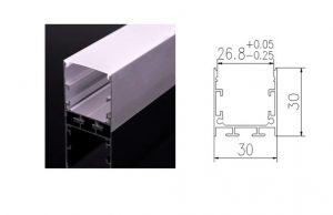 Perfil para tira led 220 voltios 30x30mm ancho 2 metros
