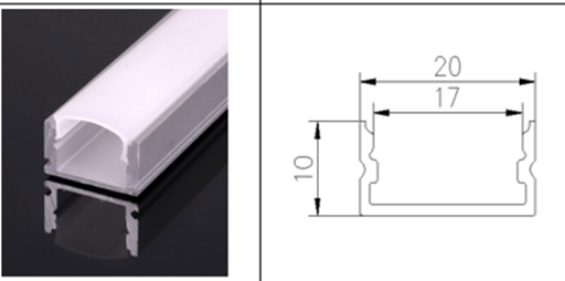 [GM00472] Perfil para tira led 220 voltios 20x10mm ancho 2 metros