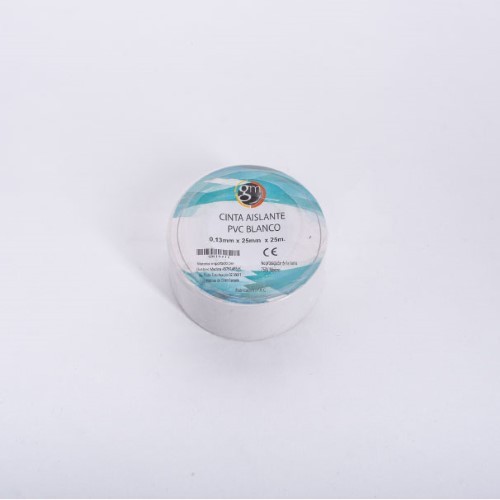 [GM10013] Cinta aislante color BLANCO 0.13x25x25m precio unidad (Embalaje 10 unidades INDIVISIBLE)