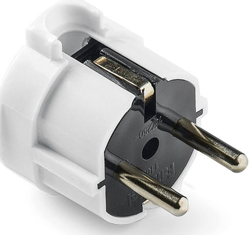 [1102] Clavija 2P+T 16A 250V IP20 4,8mm Retráctil Blanco