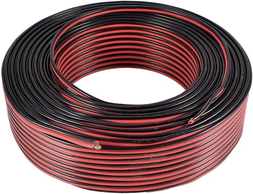 [CP01R] Cable paralelo audio ROJO/NEGRO 2x0.5mm (rollo 100m)