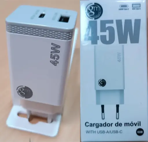 [GM10437] Cargador de móvil USB 3.0A blanco 45W 